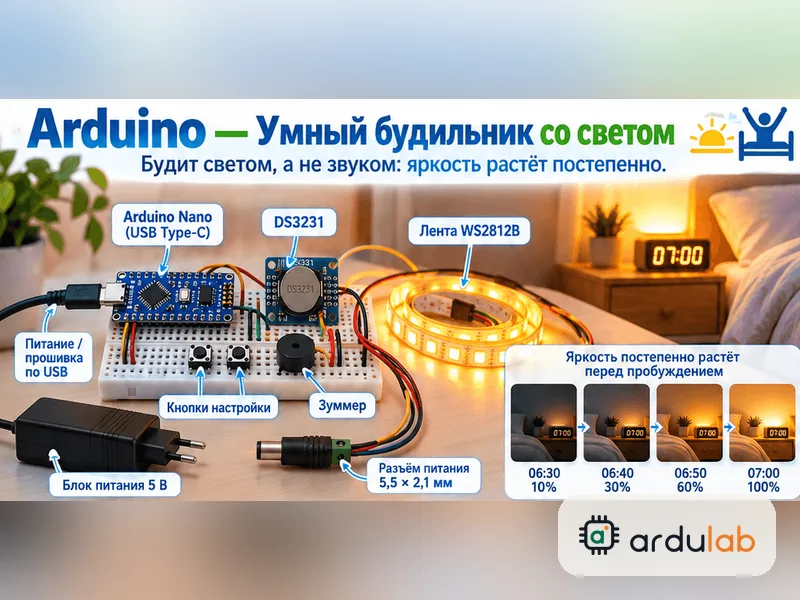 Умный будильник со светом
